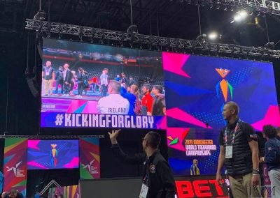 Repping Ireland on the big screen at World Taekwondo Championships, Manchester England. 2019.