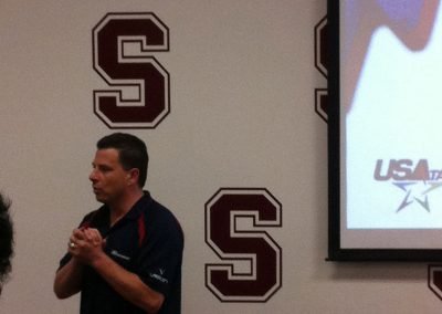 Teaching a Taekwondo Referee Seminar at Stanford University.